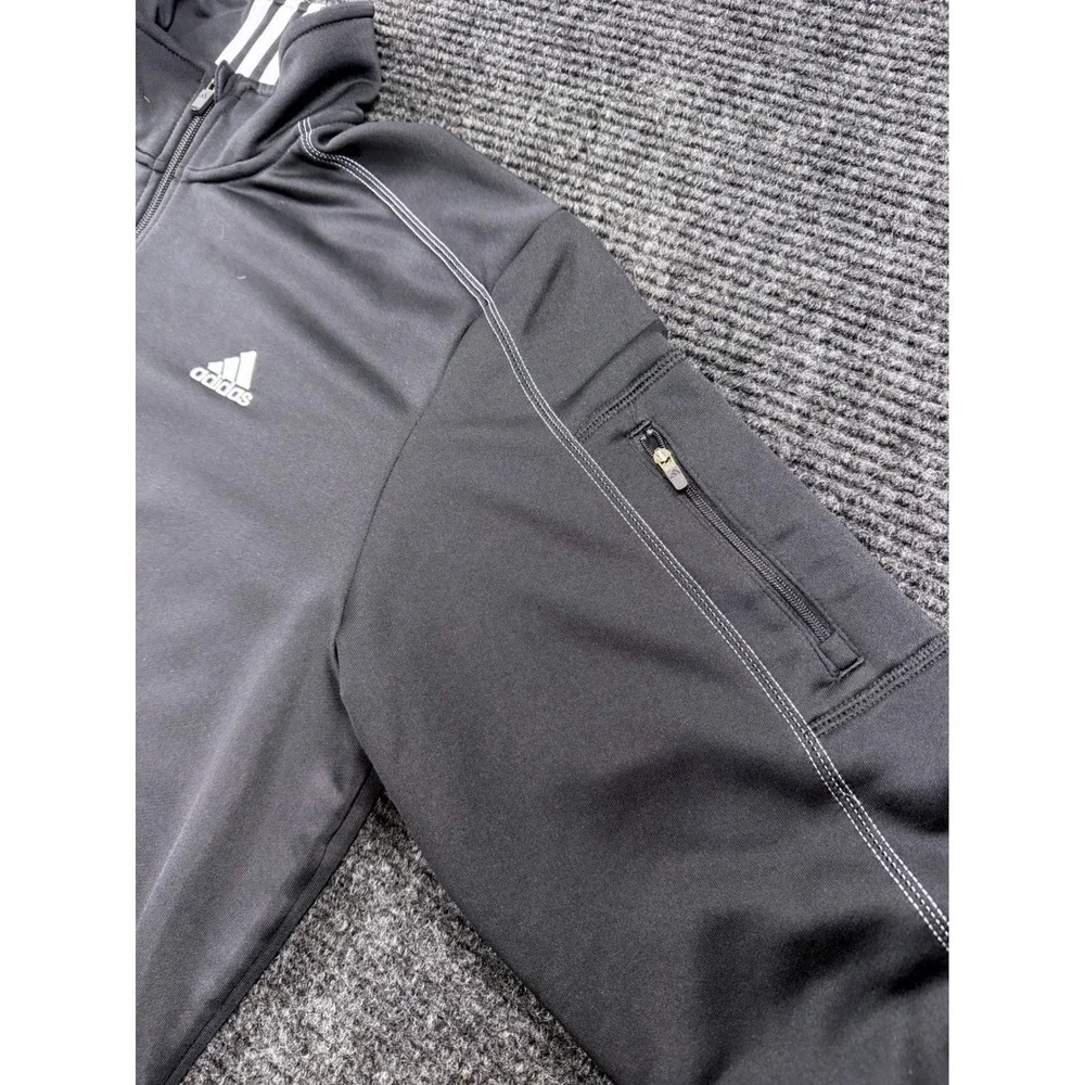Adidas Mens 1/4 Zip Pullover Jacket Black XL W60595 3-Stripe Mock Neck Pocket